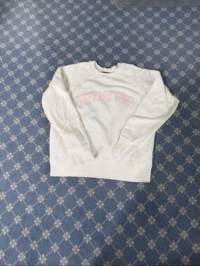 Vineyard Vines Cream Crewneck Sweatshirt with Pale Pink Logo